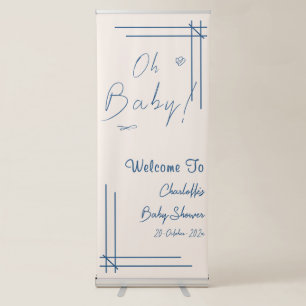 Oh Baby! Minimalist Baby Shower Gender Neutral Retractable Banner