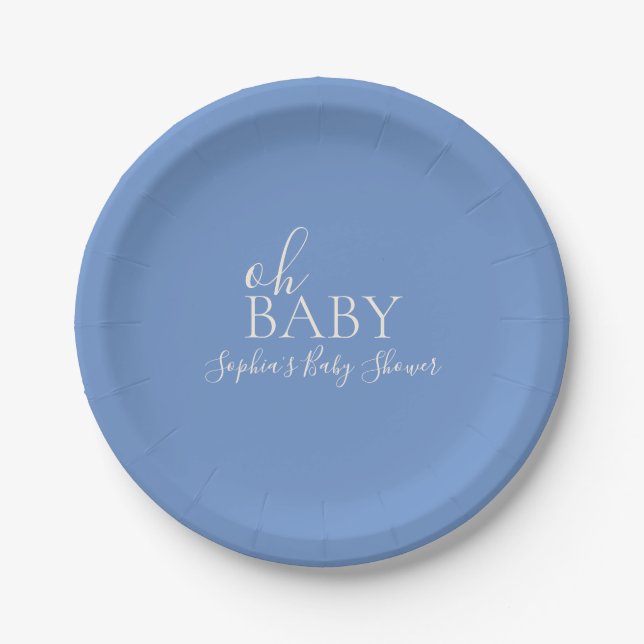 Oh Baby Minimalist Baby Shower Paper Plate (Front)