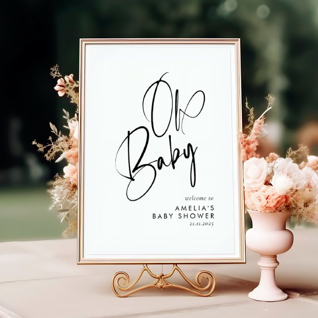 Oh Baby Minimalist Elegant Handwritten Script Poster (Creator Uploaded)