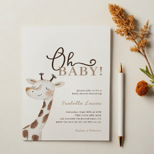 Oh Baby! Minimalist Giraffe Baby Shower Invitation