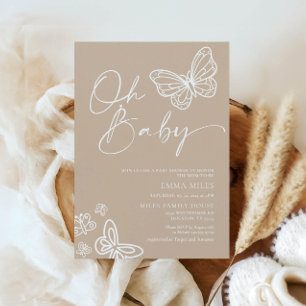 Oh Baby Minimalist Neutral Baby Shower Invitation