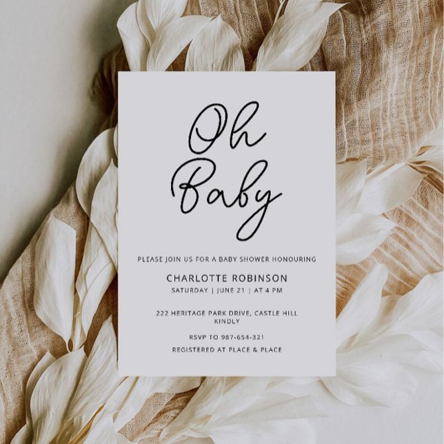 Oh Baby minimalist Simple Baby Shower  Invitation (Oh Baby minimalist Simple Baby Shower Invitation)