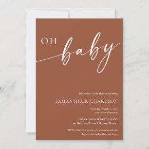 OH baby Minimalist terra cotta gender neutral Invitation