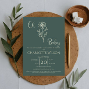Oh Baby Minimalist Wildflower Baby Shower Invitation