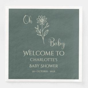 Oh Baby Minimalist Wildflower Baby Shower Napkin
