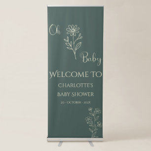 Oh Baby Minimalist Wildflower Baby Shower Retractable Banner