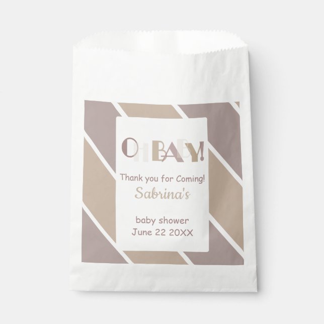 Oh Baby Mocha Modern Baby Shower Favour Bag (Front)