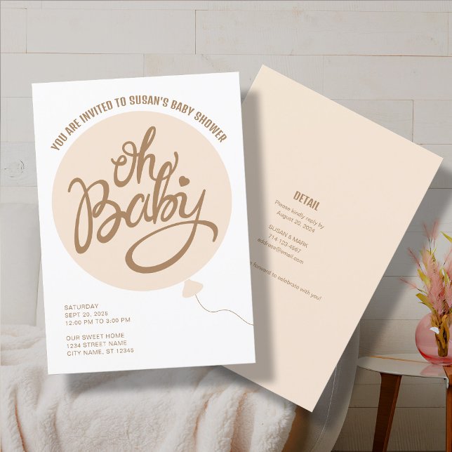 Oh Baby Modern Baby Shower Invitation - Balloon (Creator Uploaded)