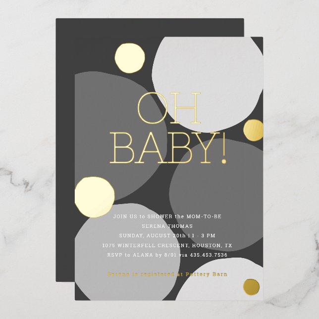 OH BABY! Modern Black and White Baby Shower (Front/Back)