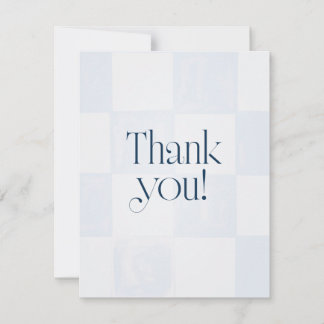 Oh Baby Modern Blue Checkered Baby Shower Thank You Card