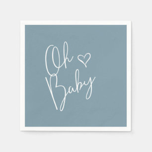 Oh Baby Modern Cute Blue Boy Baby Shower Napkin