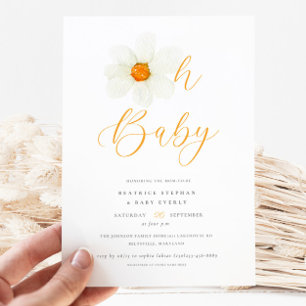 Oh Baby Modern Daisy Gender Neutral Baby Shower Invitation