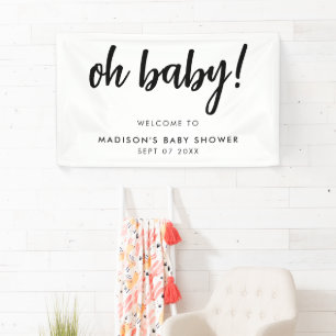 Oh Baby Modern Elegant Black and White Baby Shower Banner