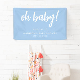 Oh Baby Modern Elegant Blue Baby Shower Banner
