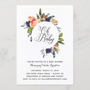 Oh Baby Modern Floral Baby Shower Invitation