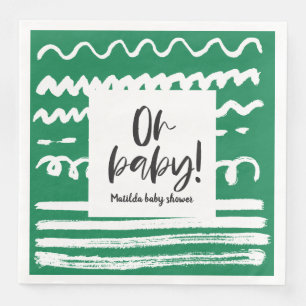 Oh baby! modern graphic baby shower party napkin