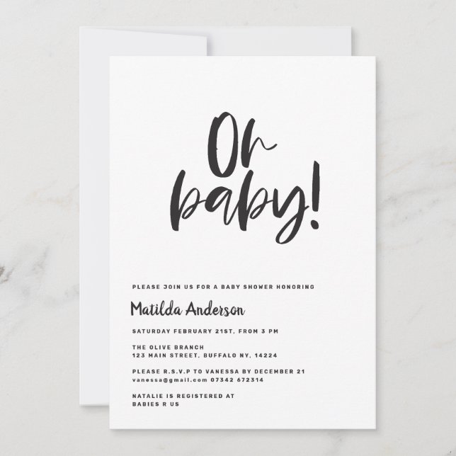 Oh baby! modern graphic black and white (Front)