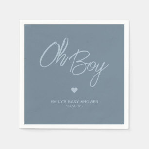 Oh Baby Modern Minimal Dusty Blue Boy Baby Shower Napkin
