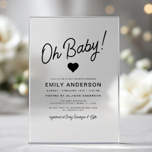 Oh Baby Modern Minimalist Simple Baby Shower Acrylic Invitations