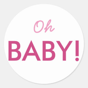 Oh Baby Modern Pink or Blue Baby Shower Sprinkle Classic Round Sticker