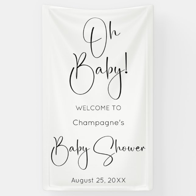 Oh Baby Modern Script Baby Shower Banner (Vertical)