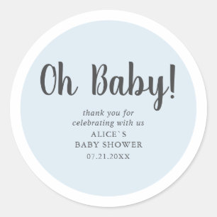 Oh Baby Modern Simple Baby Shower Classic Round Sticker
