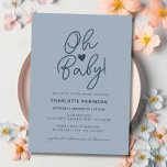 Oh Baby Modern Simple Dusty Blue Boy Baby Shower Invitation<br><div class="desc">Are you looking for a beautiful baby shower theme for a mummy-to-be? Check out this Oh Baby Modern Simple Dusty Blue Boy Baby Shower Invitation. It features a script style text on a minimalist trendy dusty blue background. You can add your own details very easily by using the template fields....</div>