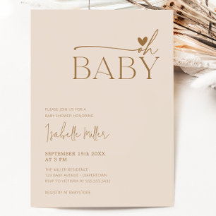 Oh Baby Modern Simple Gender Neutral Baby Shower Invitation