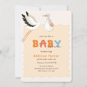 Oh Baby Modern Stork Special Delivery Baby Shower Invitation