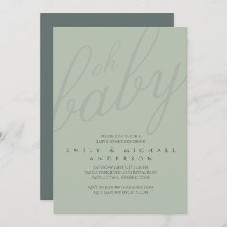 Oh Baby Modern Typography Script Couples Shower Invitation