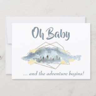 *~* OH BABY Mountain Landscape Watercolor Invitation