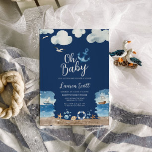 Oh Baby Nautical Navy Baby Shower Invitation