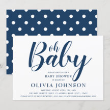 Oh Baby - Navy Blue Polka Dot Baby Shower