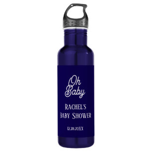 Oh Baby Navy Blue Script Baby Shower Gift Favour 710 Ml Water Bottle
