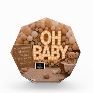 Oh Baby Neutral pregnancy announcement keepsake Photo Block