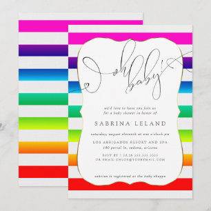OH Baby Ombré Rainbow Stripes Invitation