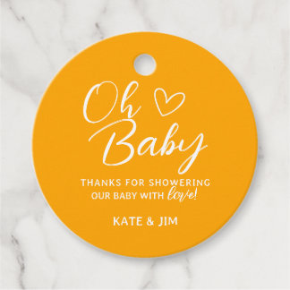 Oh Baby Orange and White Baby Shower Thank You Favour Tags