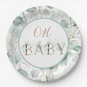Oh Baby Paper Plates Eucalyptus Baby Shower