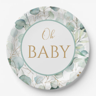 Oh Baby Paper Plates Eucalyptus Baby Shower