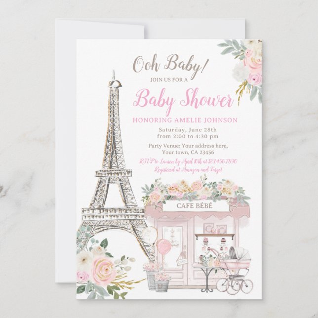 Oh Baby Paris Baby Shower Brunch Invitation (Front)