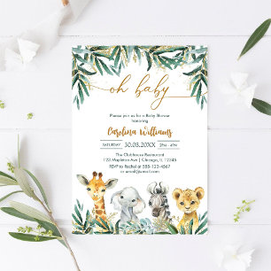 Oh Baby Party Animals Baby Shower Invitation