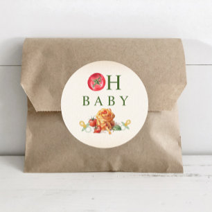 Oh Baby Pasta & Pacifiers Baby Shower Foam Board Classic Round Sticker