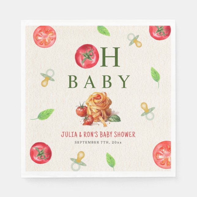 Oh Baby Pasta & Pacifiers Baby Shower Napkin (Front)