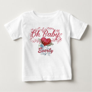 Oh Baby Personalised Girly Winged Heart Bubbles T-Shirt