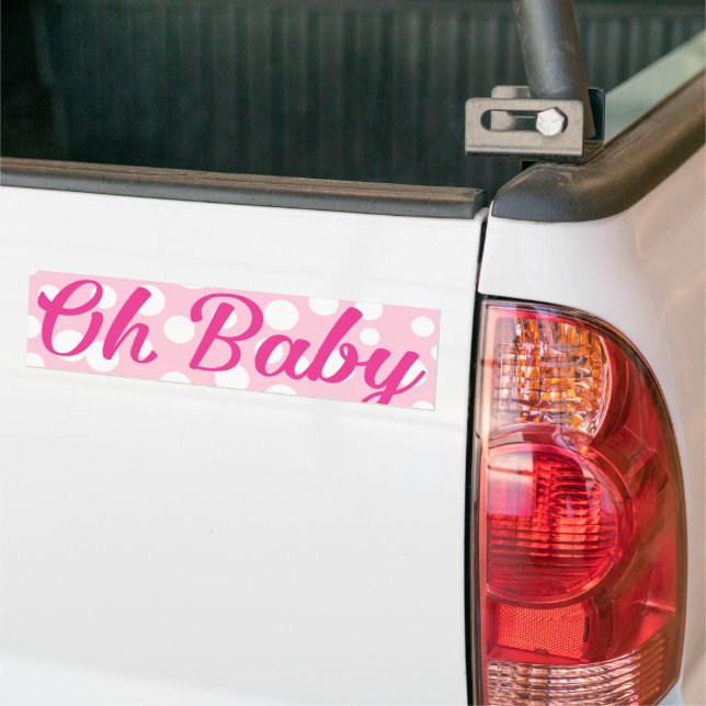 Oh Baby Personalised Pink Girly Girl Bumper Sticker (On Truck)