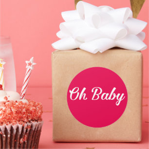 Oh Baby Personalised Pink Girly Girl Classic Round Sticker