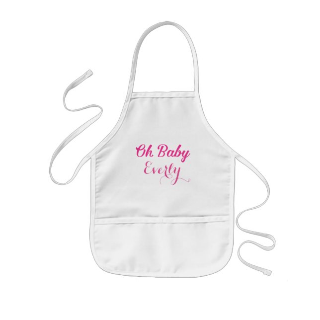 Oh Baby Personalised Pink Girly Girl Kids Apron (Front)