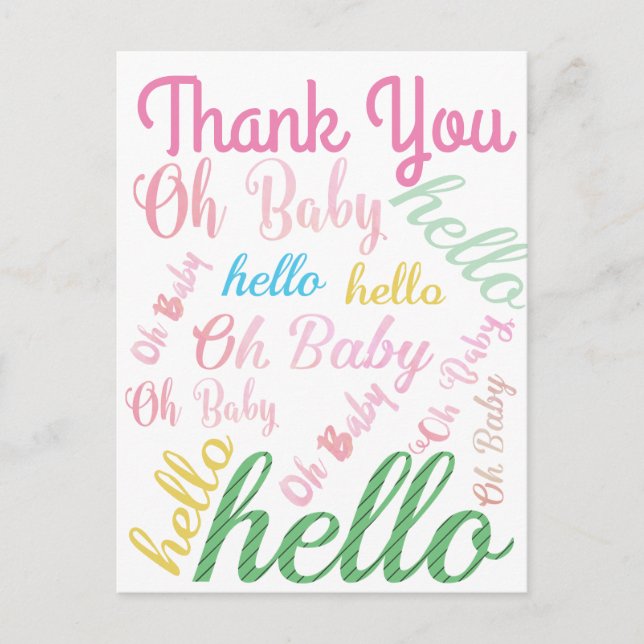 Oh Baby Personalised Pink Girly Girl Postcard (Front)