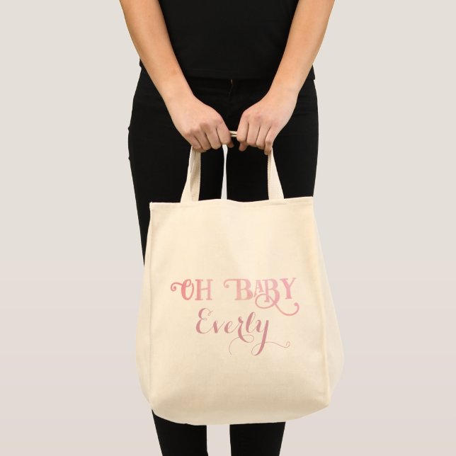 Oh Baby Personalised Pink Girly Girl Tote Bag (Front (Product))