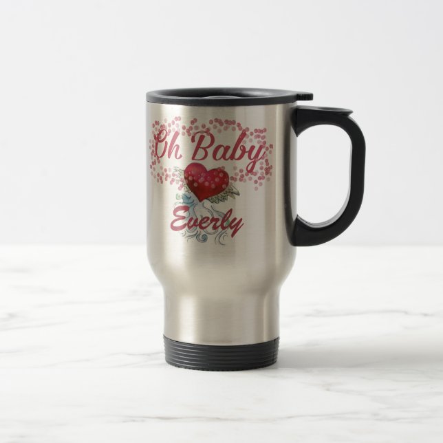 Oh Baby Personalised Pink Hand Lettered Travel Mug (Right)